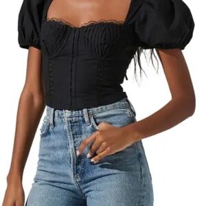 ASTR Black Puff Sleeve Top